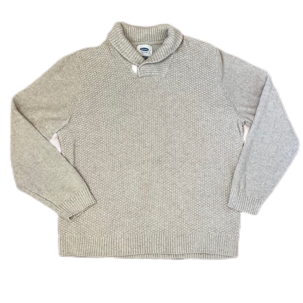 Men's Shall Collar Sweater in Oatmeal Size XXL